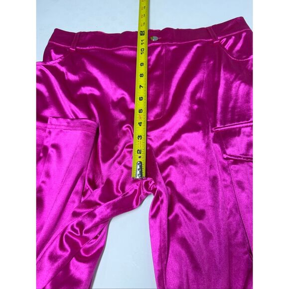 Boutique Brand Hot Pink Satin Cargo Pants Wide Leg Statement Trousers Sz XL - Picture 12 of 15